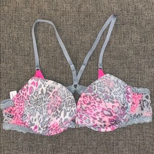 Pink cheetah razorback bra